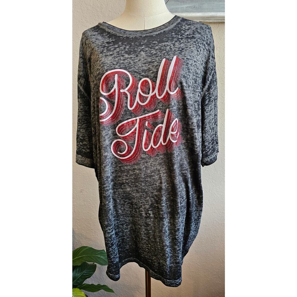 Game Day Alabama Women's Roll Tide Pullover Burnout Tee Size XXL Gray‎ Relaxed